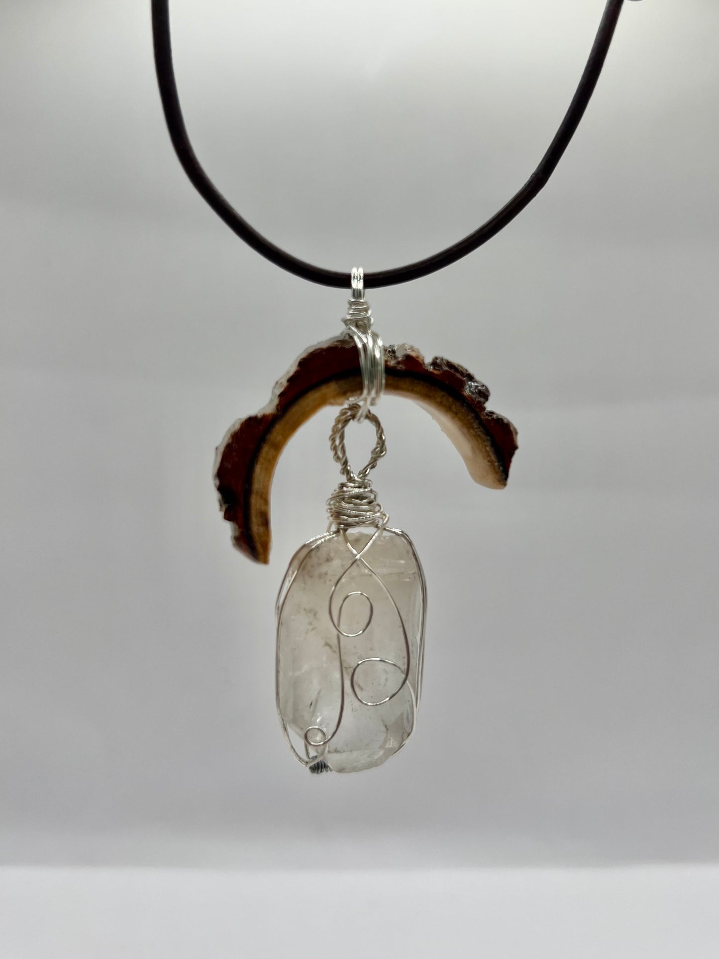 Crescent Moon Clear Quartz Pendant (Resin)