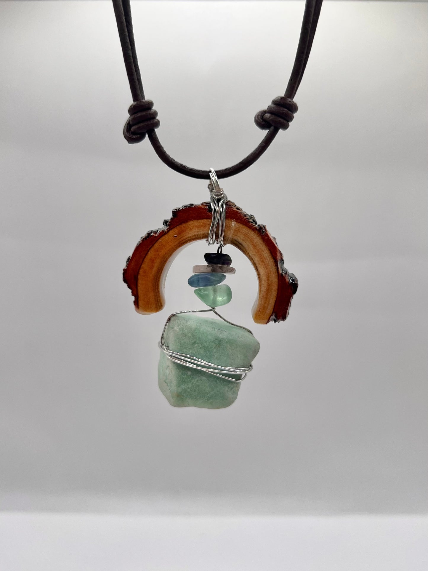 Crescent Moon Green Aventurine Pendant (Resin)