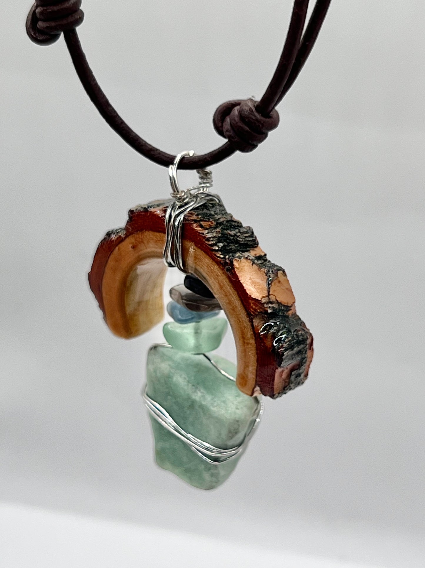 Crescent Moon Green Aventurine Pendant (Resin)