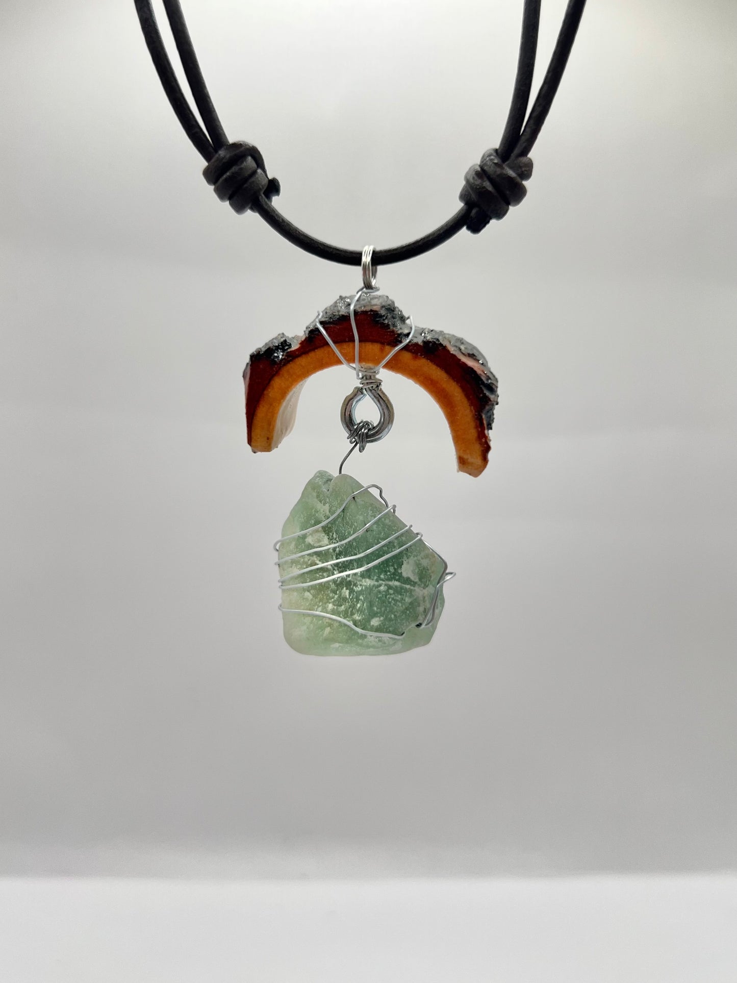 Crescent Moon Green Aventurine Pendant (Resin)