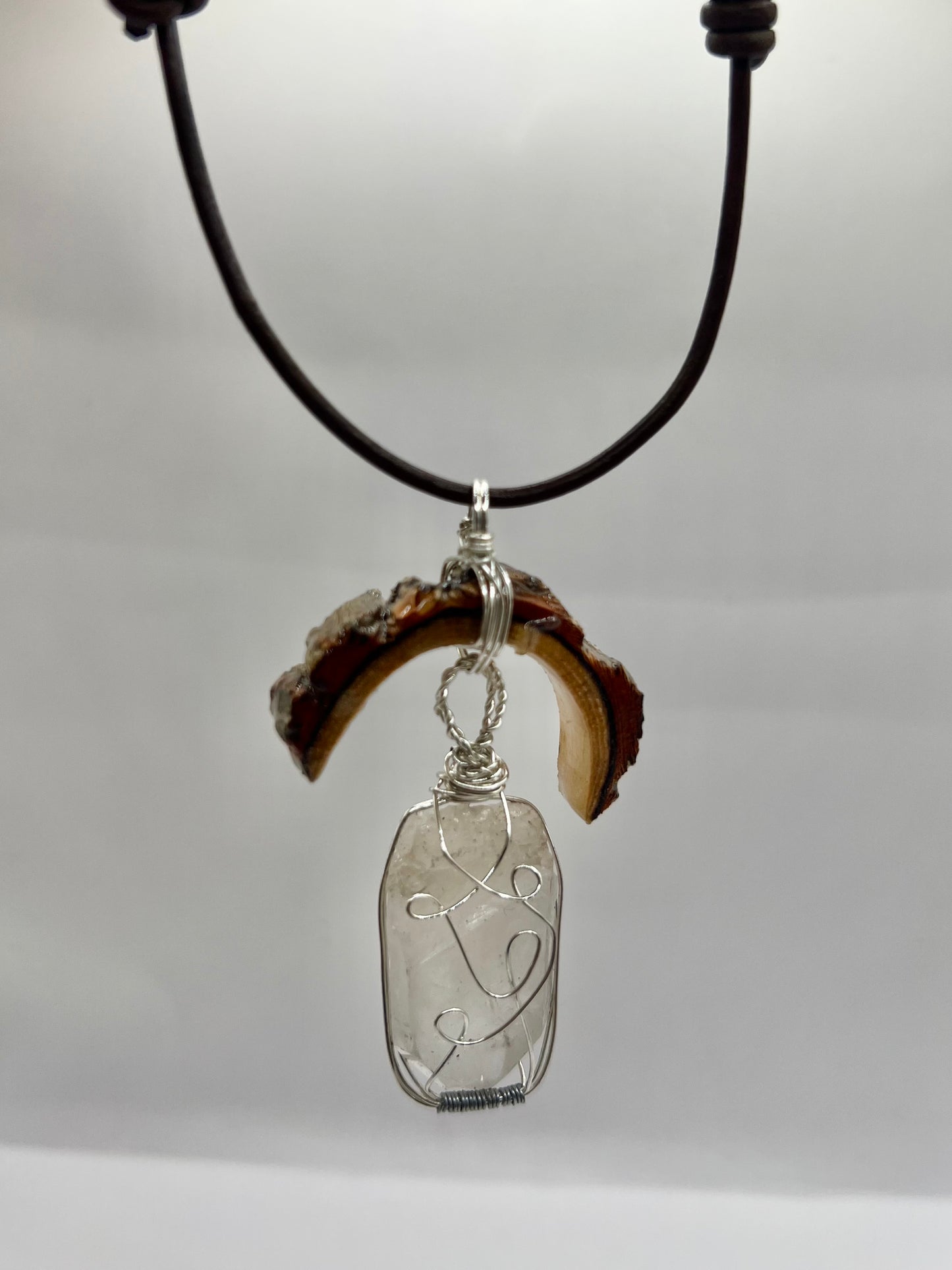 Crescent Moon Clear Quartz Pendant (Resin)