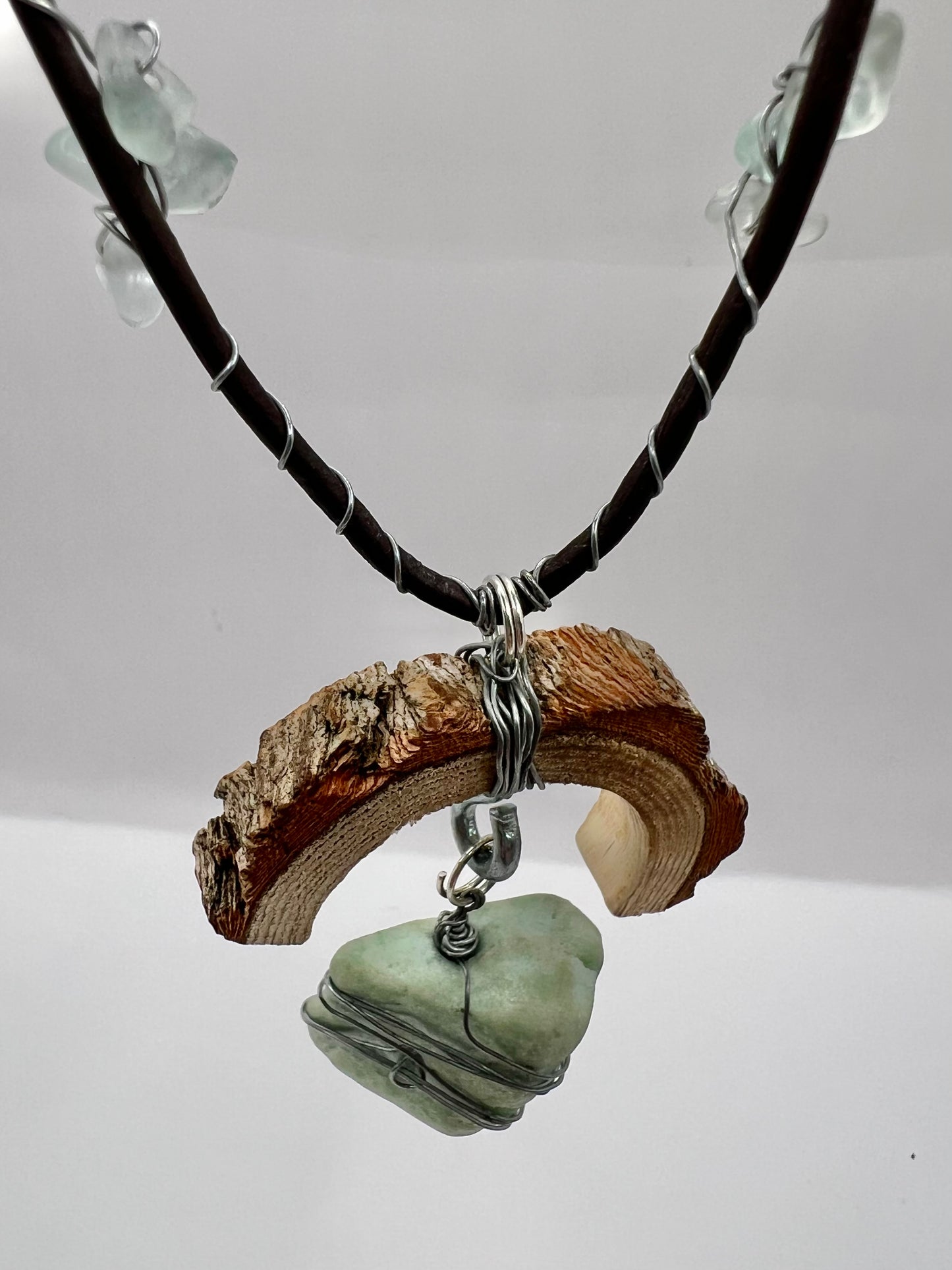 Crescent Moon Green Aventurine Rectangular Pendant (Raw)