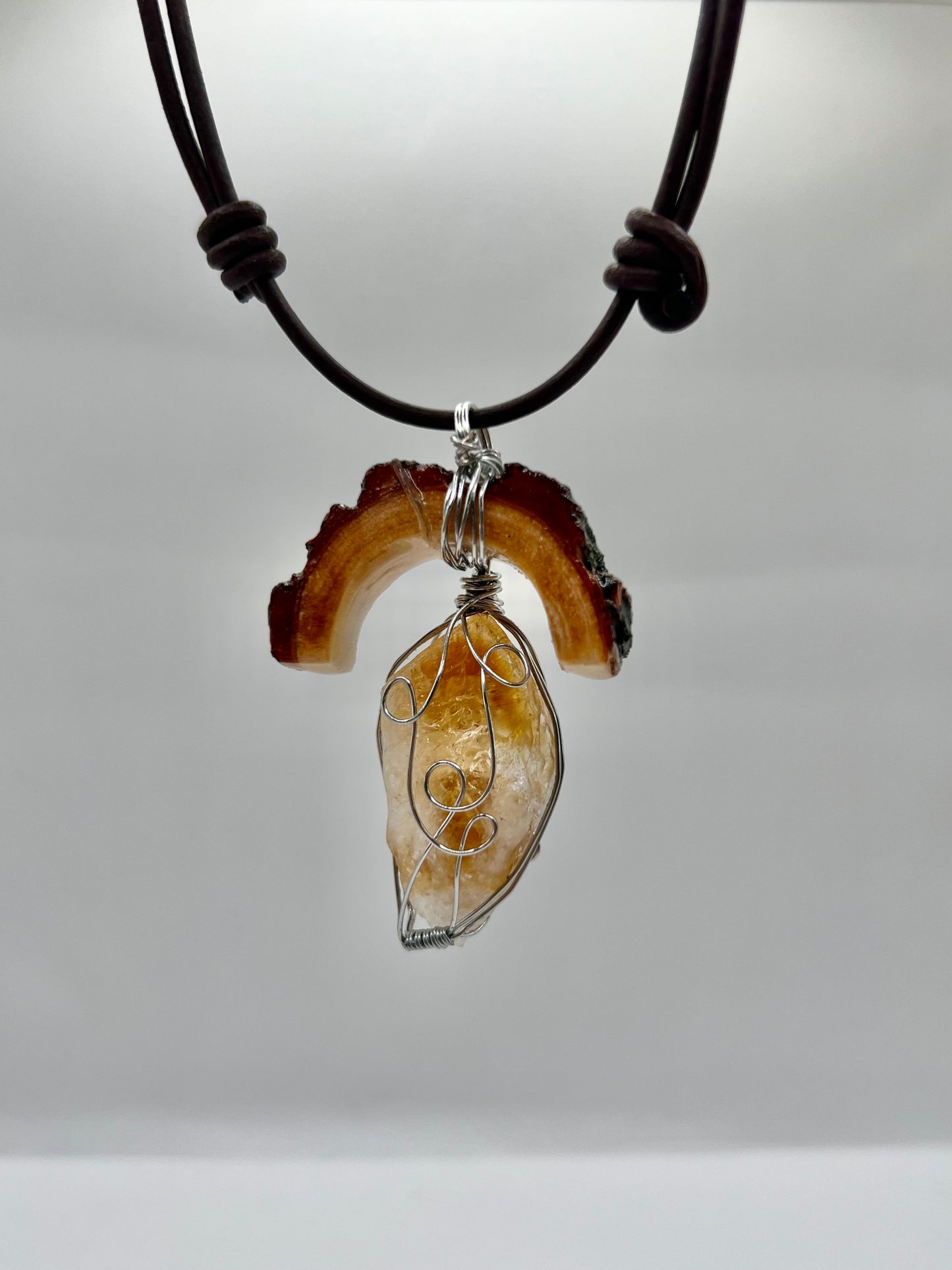 Half Moon Citrine Point Pendant (Resin)