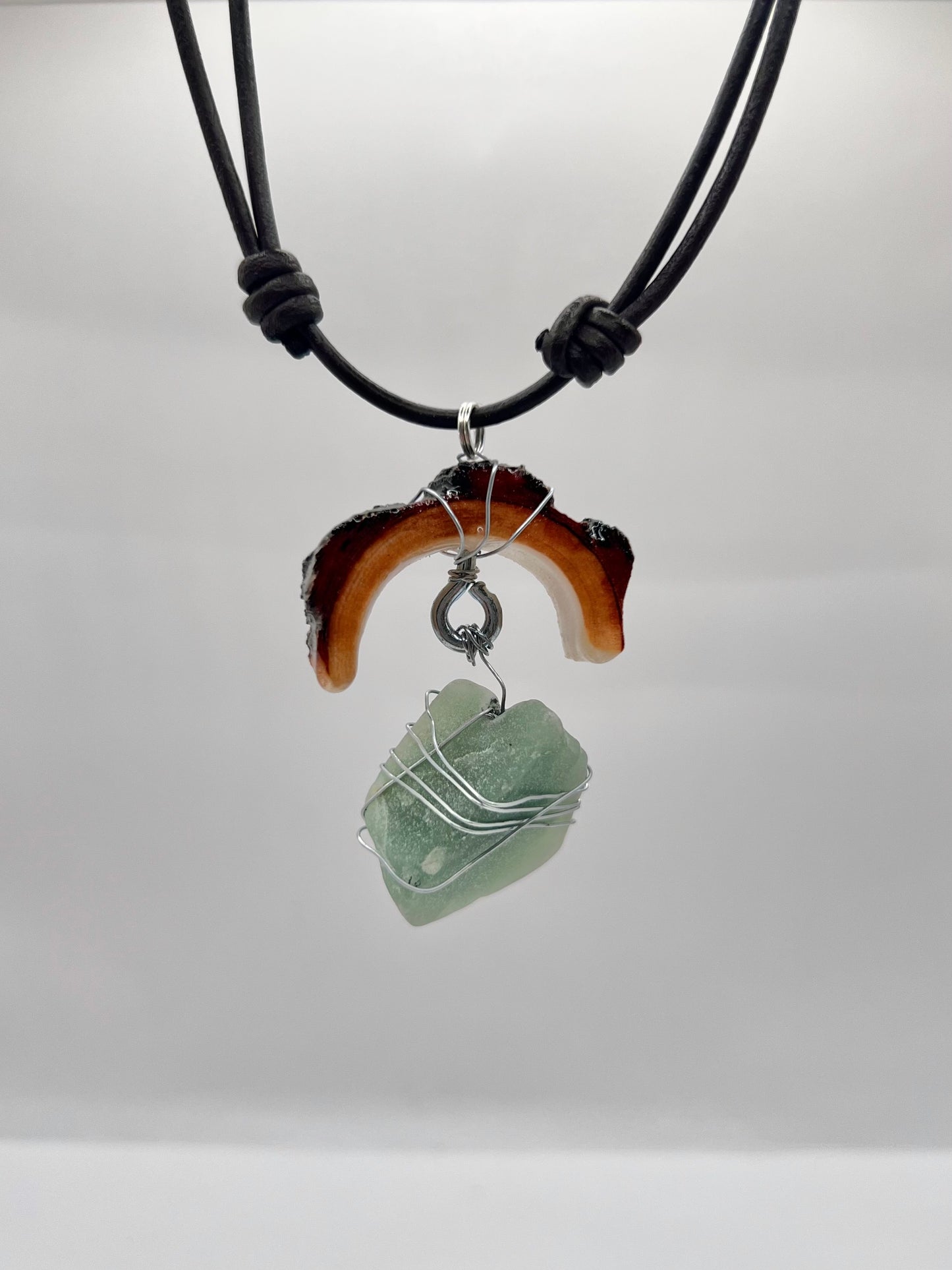 Crescent Moon Green Aventurine Pendant (Resin)