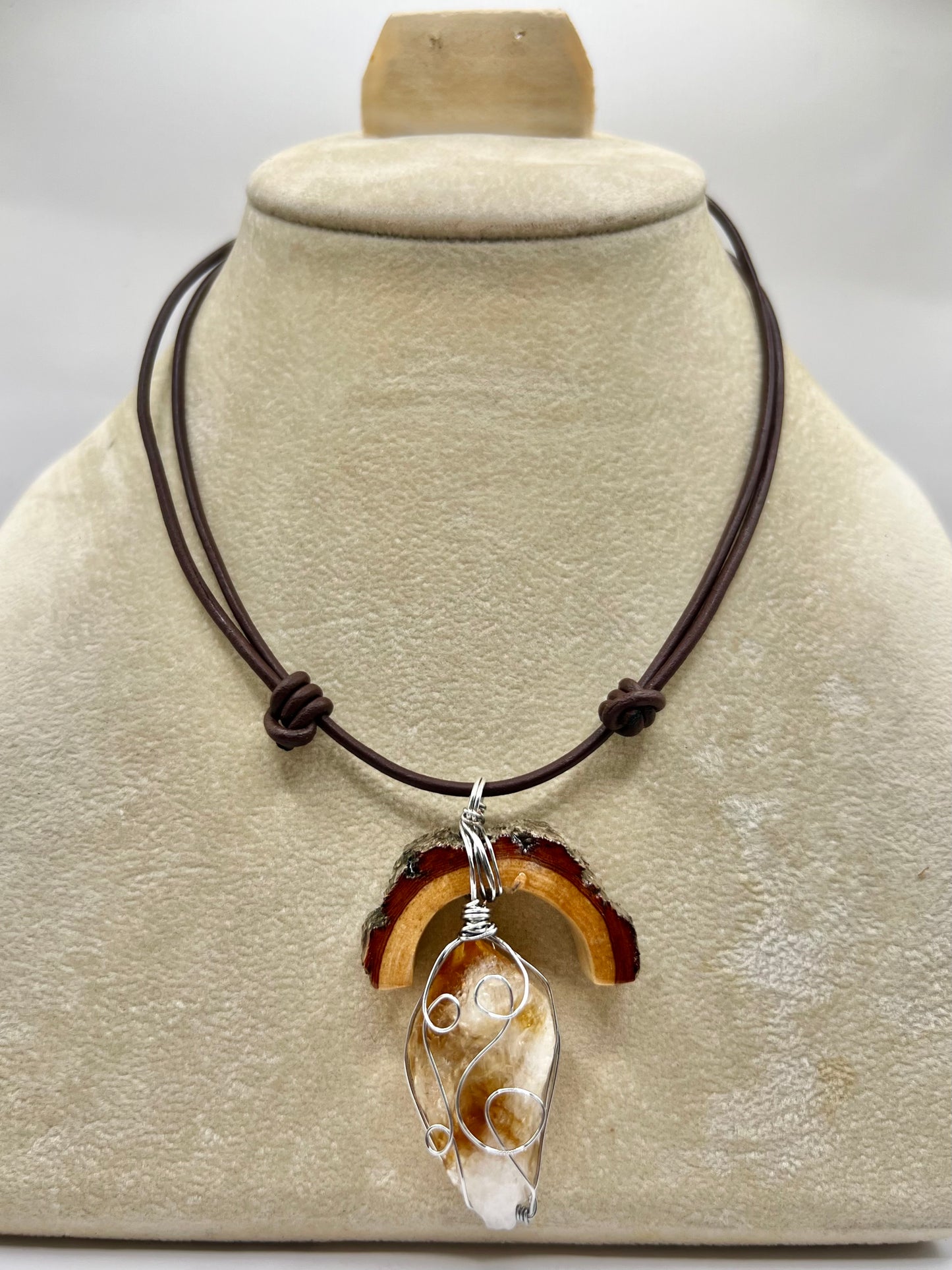 Half Moon Citrine Point Pendant (Resin)