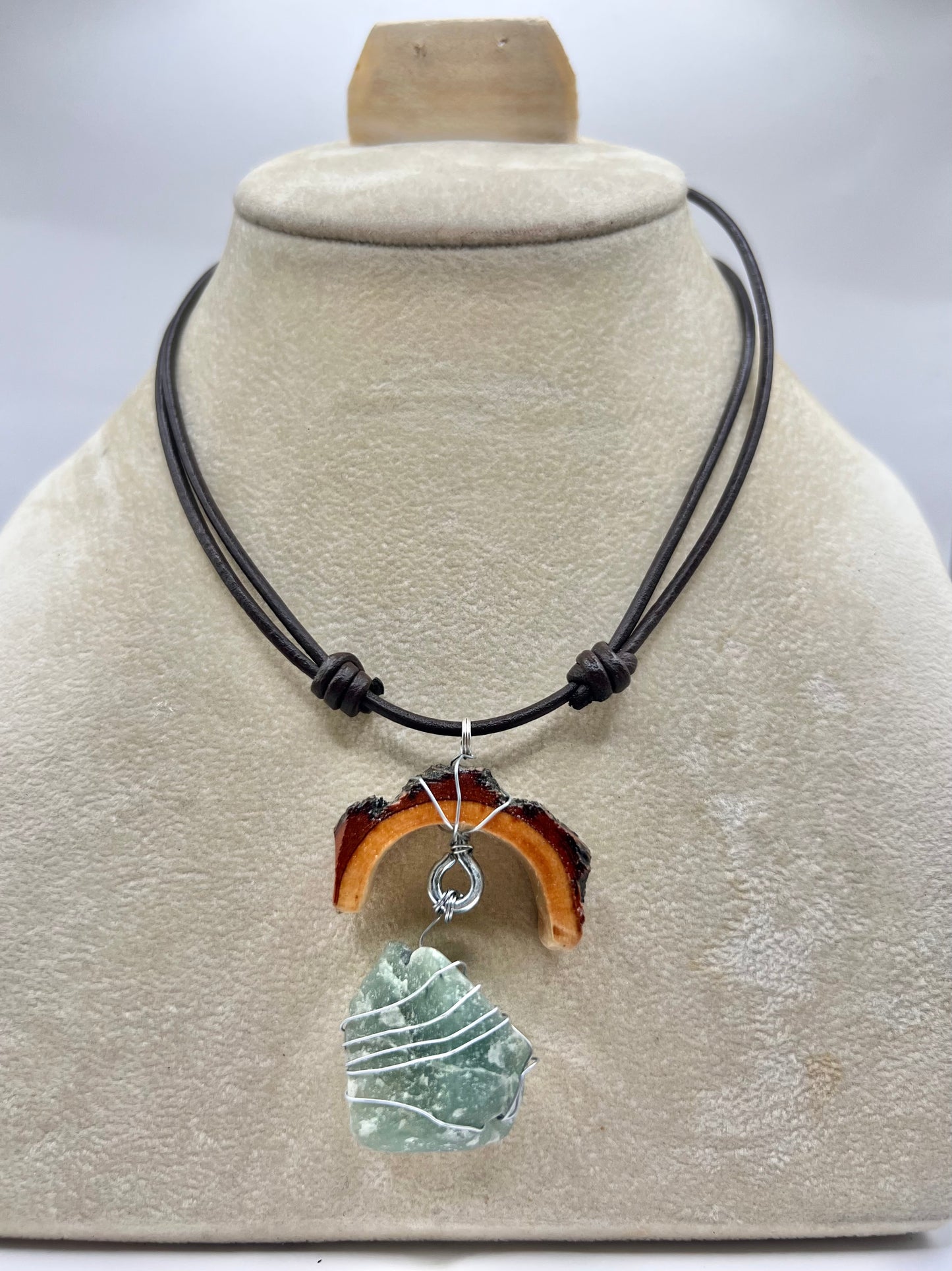 Crescent Moon Green Aventurine Pendant (Resin)