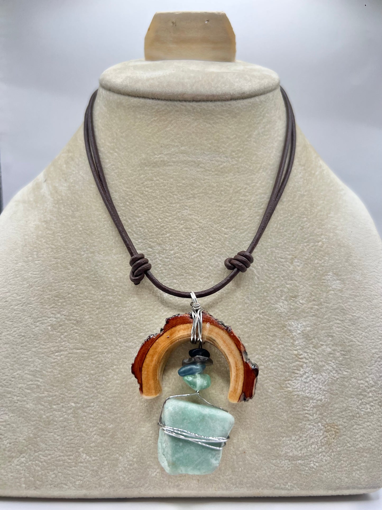 Crescent Moon Green Aventurine Pendant (Resin)