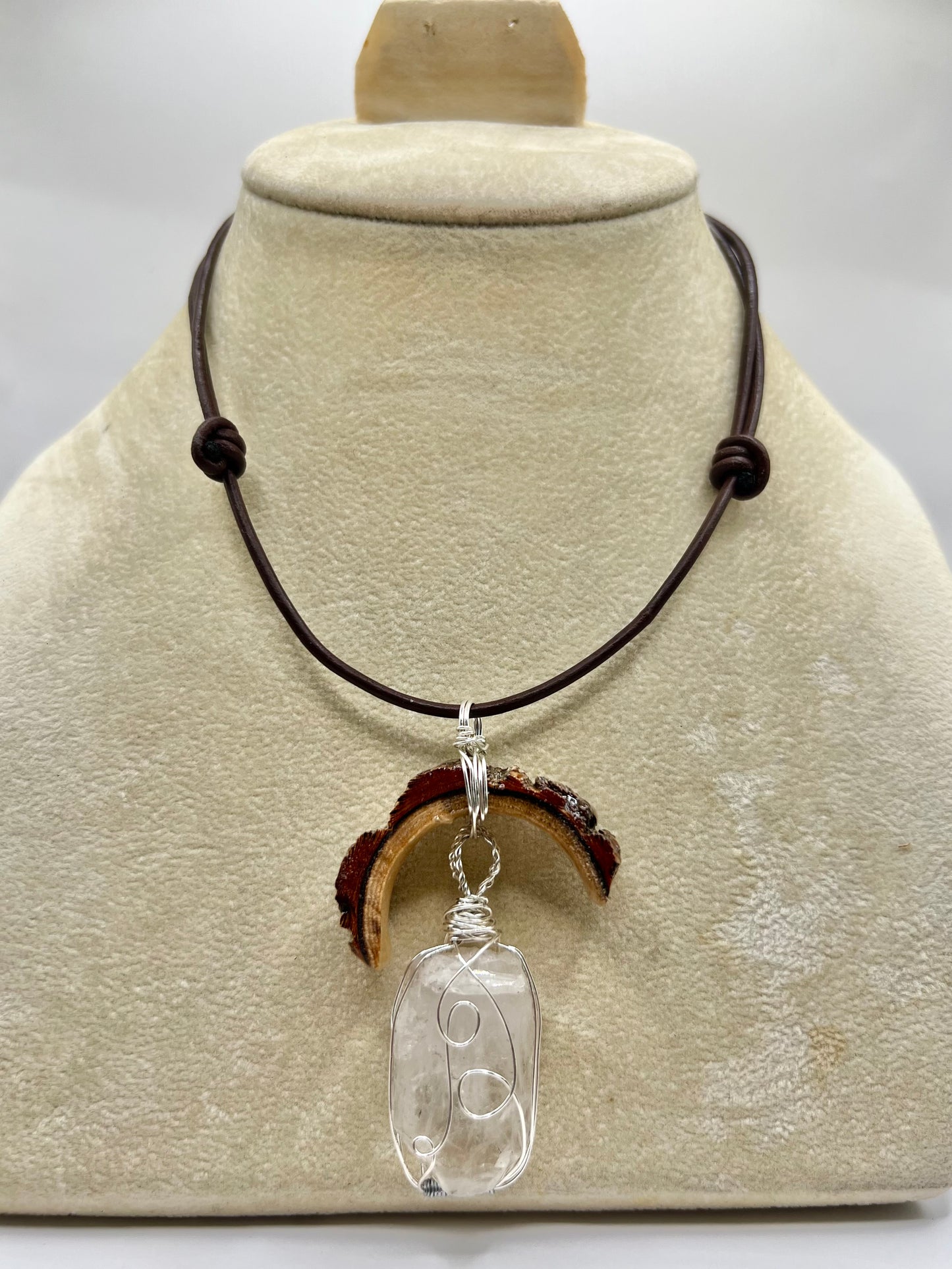 Crescent Moon Clear Quartz Pendant (Resin)