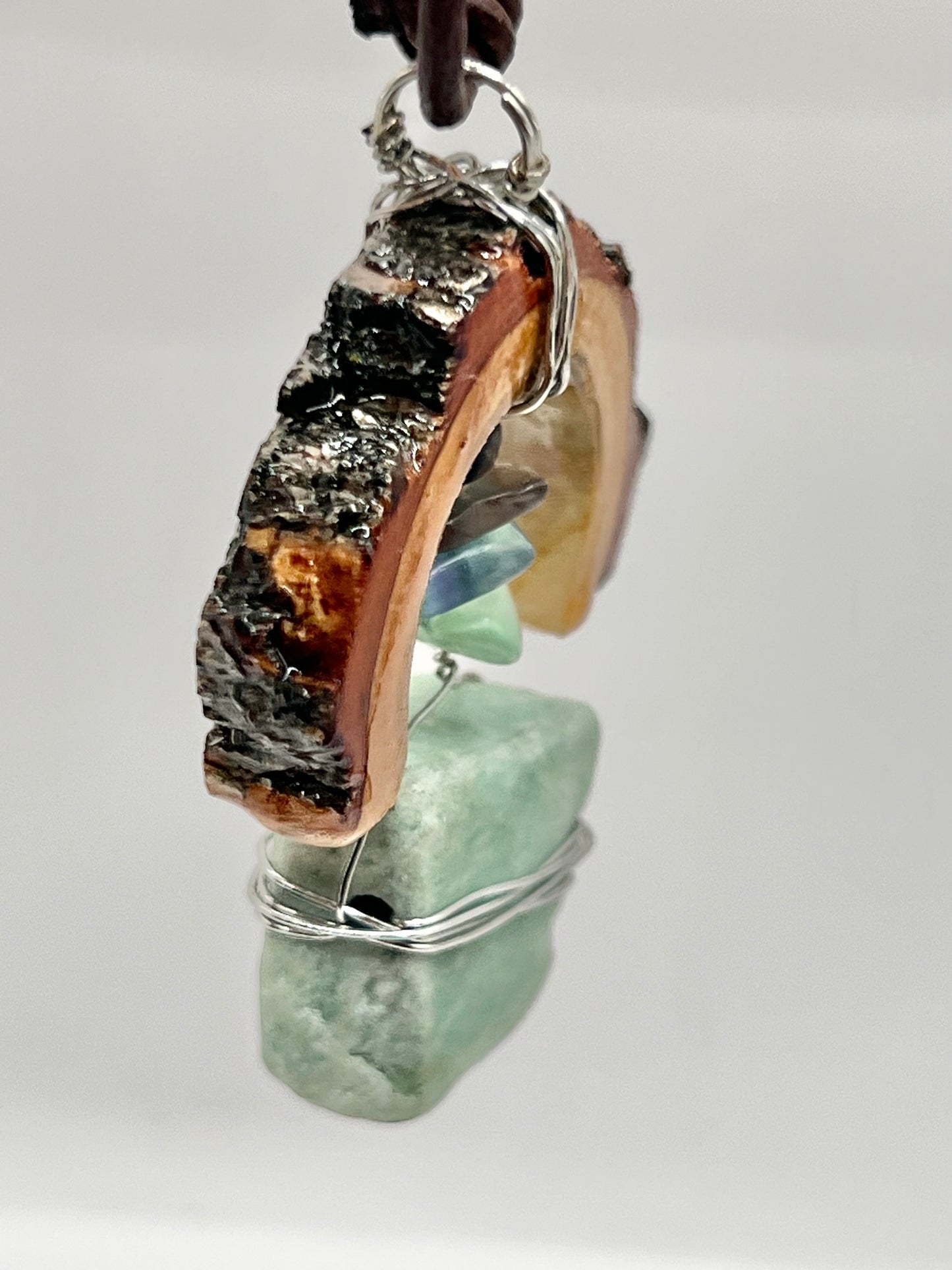 Crescent Moon Green Aventurine Pendant (Resin)