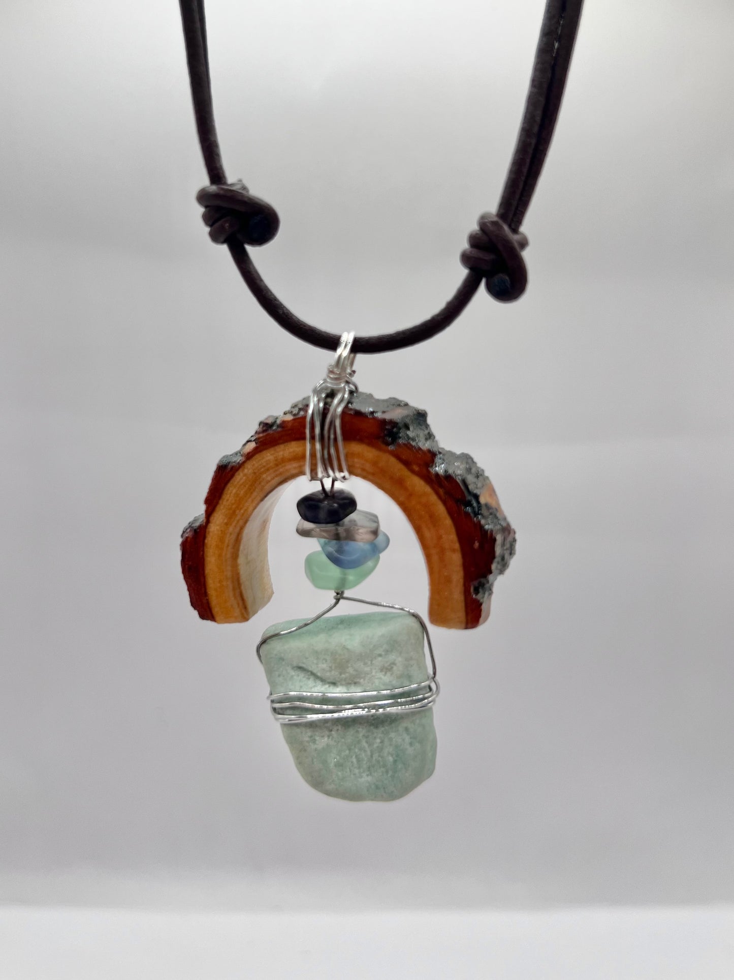 Crescent Moon Green Aventurine Pendant (Resin)