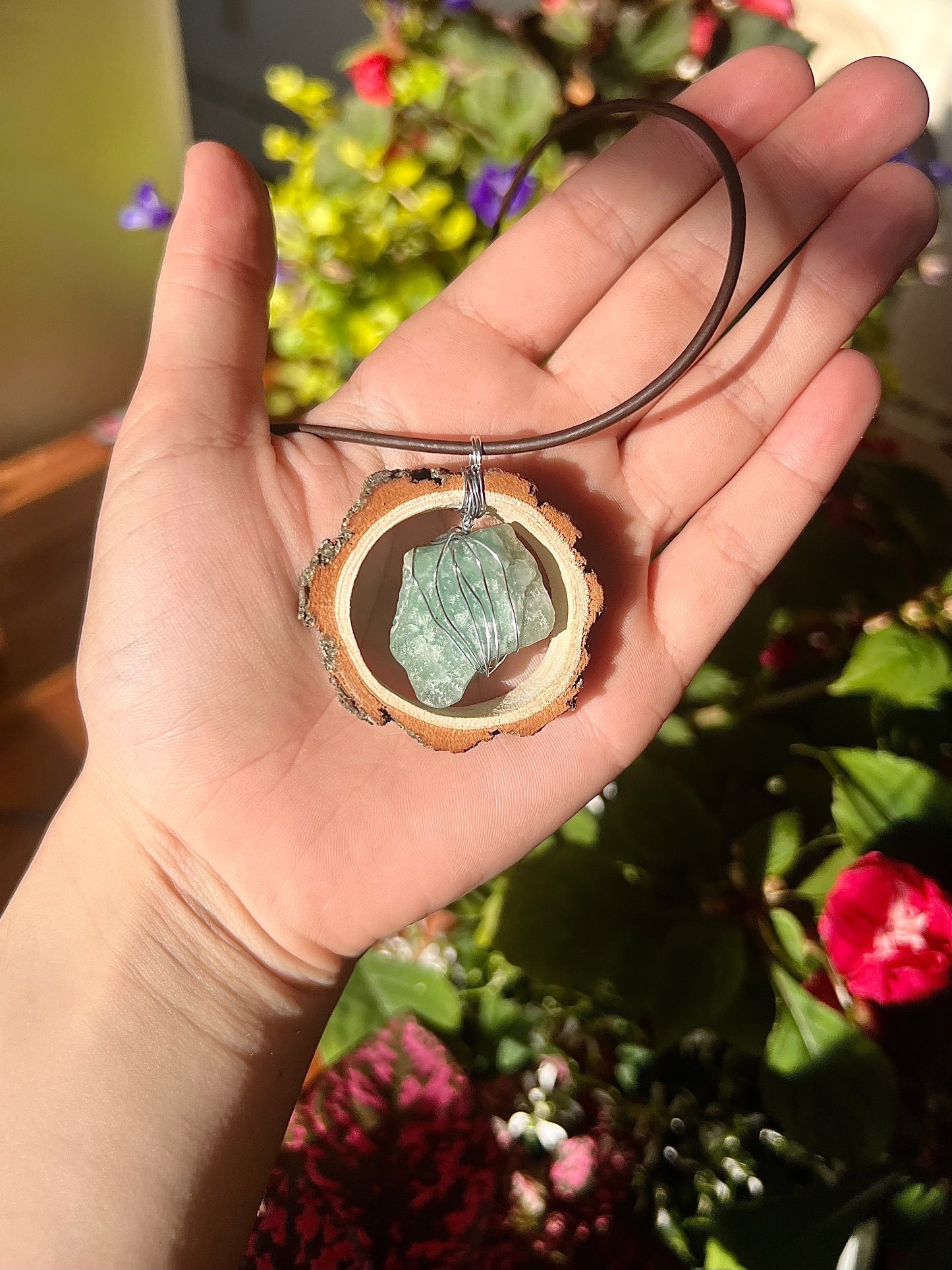 Full Moon Green Aventurine Organic Pendant (Raw)