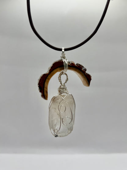 Crescent Moon Clear Quartz Pendant (Resin)