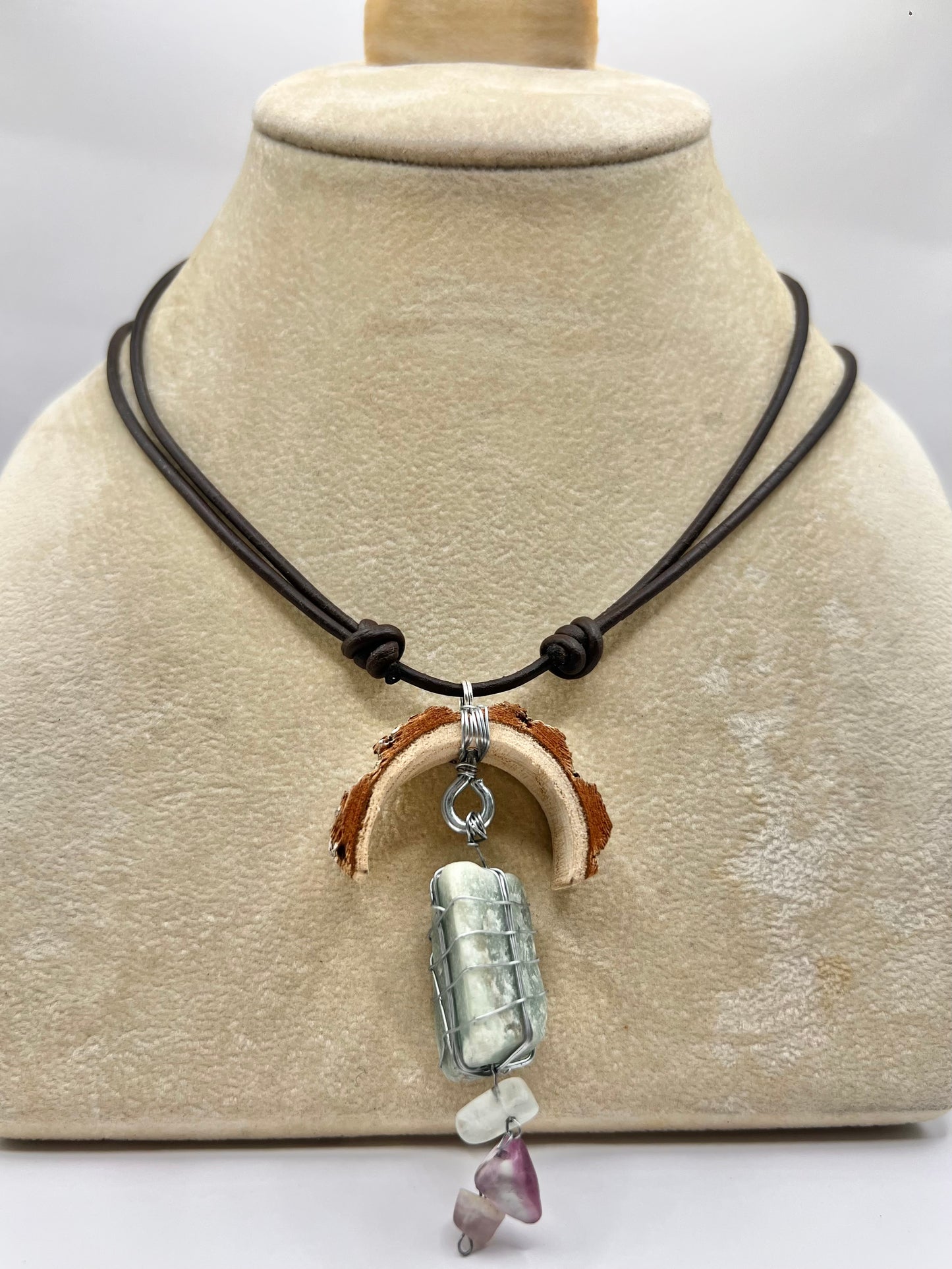 Crescent Moon Green Aventurine Triangular Pendant (Raw)
