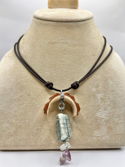 Crescent Moon Green Aventurine Triangular Pendant (Raw)