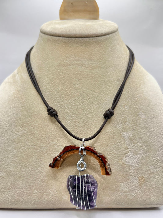 Crescent Moon Amethyst Square Pendant (Resin)