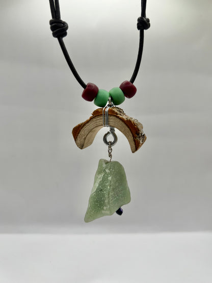 Crescent Moon Green Aventurine Pendant (Raw)