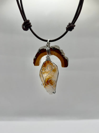 Half Moon Citrine Point Pendant (Resin)