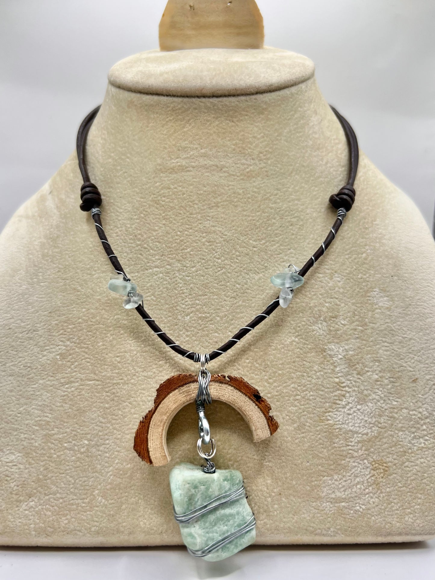 Crescent Moon Green Aventurine Rectangular Pendant (Raw)