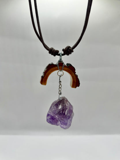 Half Moon Chunky Amethyst Pendant (Resin)