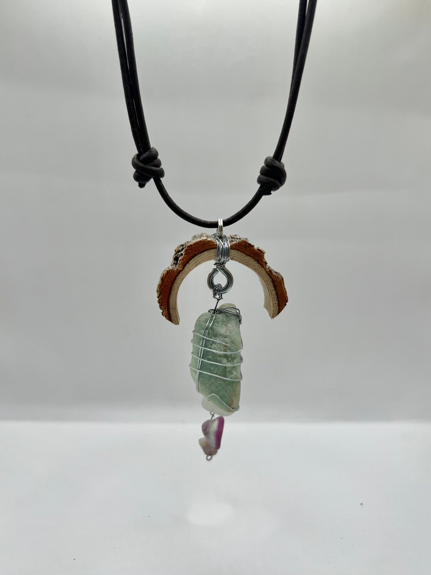 Crescent Moon Green Aventurine Triangular Pendant (Raw)