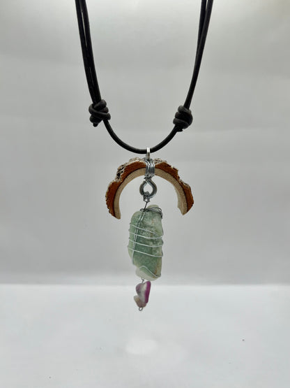 Crescent Moon Green Aventurine Triangular Pendant (Raw)