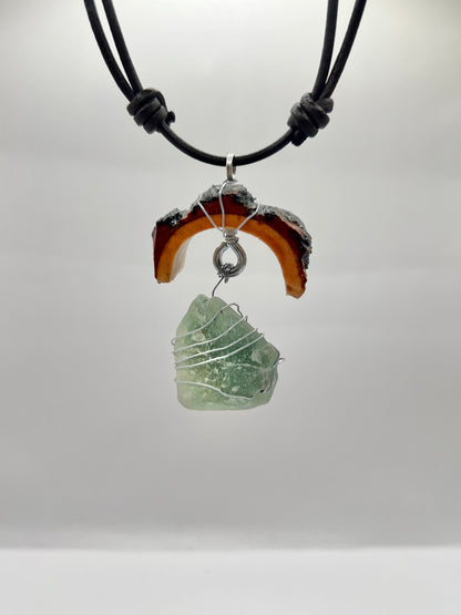 Crescent Moon Green Aventurine Pendant (Resin)