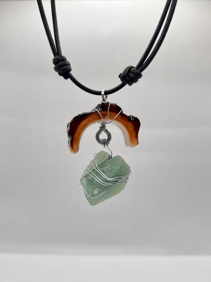Crescent Moon Green Aventurine Pendant (Resin)