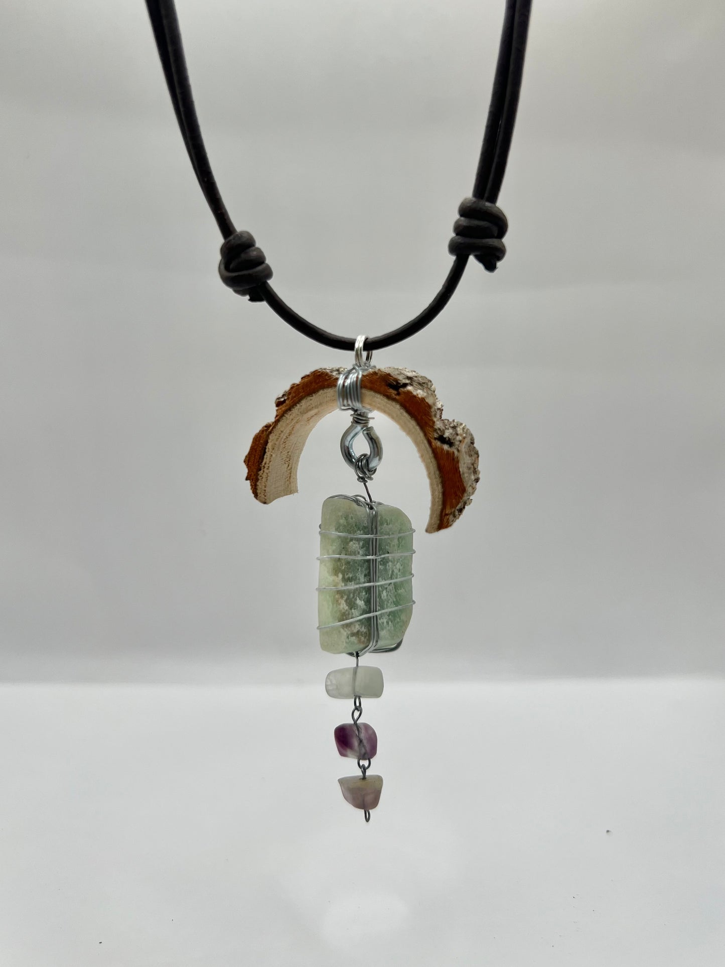 Crescent Moon Green Aventurine Triangular Pendant (Raw)