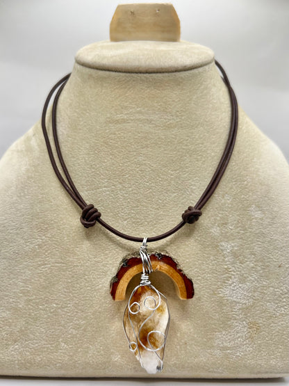 Half Moon Citrine Point Pendant (Resin)