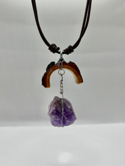 Half Moon Chunky Amethyst Pendant (Resin)