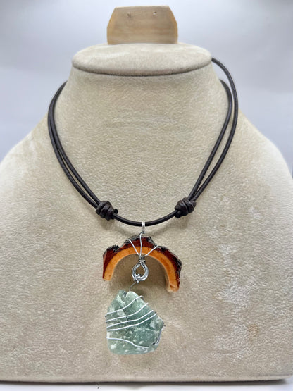 Crescent Moon Green Aventurine Pendant (Resin)