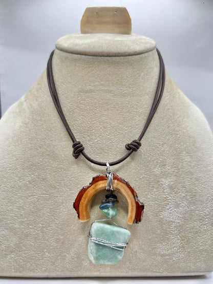 Crescent Moon Green Aventurine Pendant (Resin)