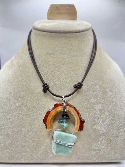 Crescent Moon Green Aventurine Pendant (Resin)