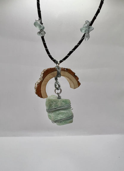 Crescent Moon Green Aventurine Rectangular Pendant (Raw)