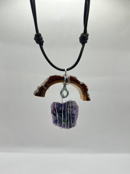 Crescent Moon Amethyst Square Pendant (Resin)
