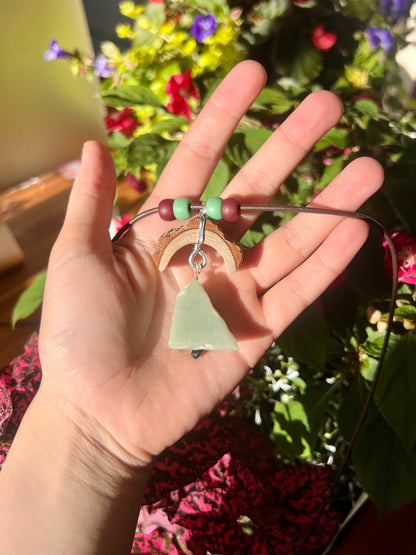 Crescent Moon Green Aventurine Pendant (Raw)